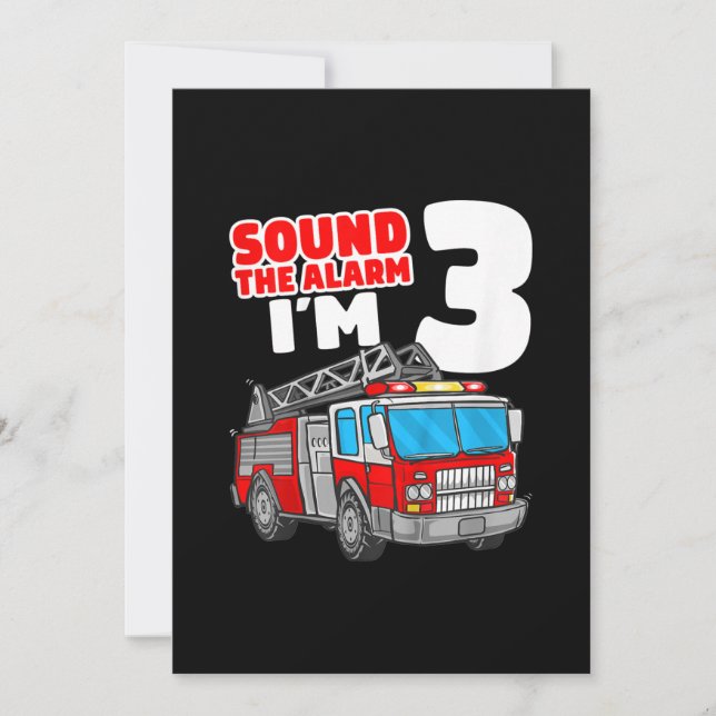 Cartes Pour Fêtes Annuelles Camion d'incendie 3 ans pompier 3e anniversaire (Devant)