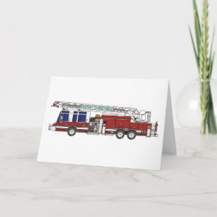 Cartes Pour Fêtes Annuelles Camion d'incendie de Noël