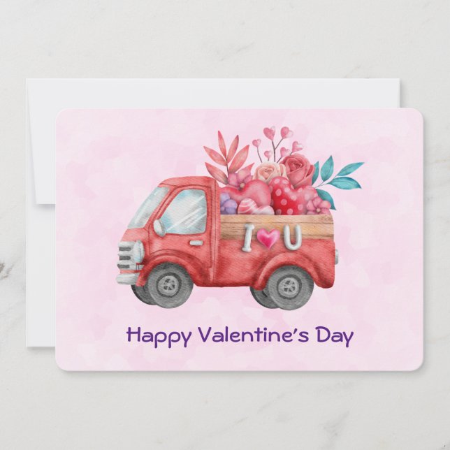 Cartes Pour Fêtes Annuelles Camion mignon Love portant des bonbons Valentine (Devant)