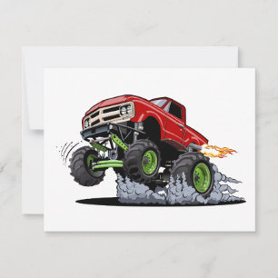 Cartes Pour Fêtes Annuelles Camion monstre de dessin animé