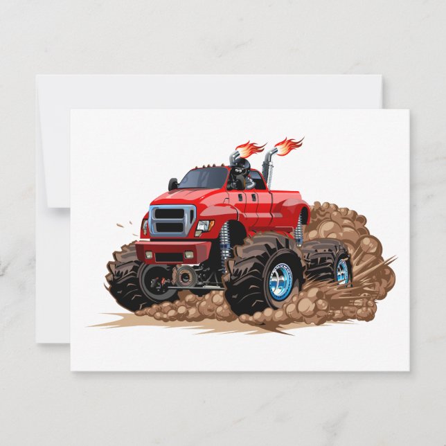 Cartes Pour Fêtes Annuelles Camion monstre de dessin animé (Devant)