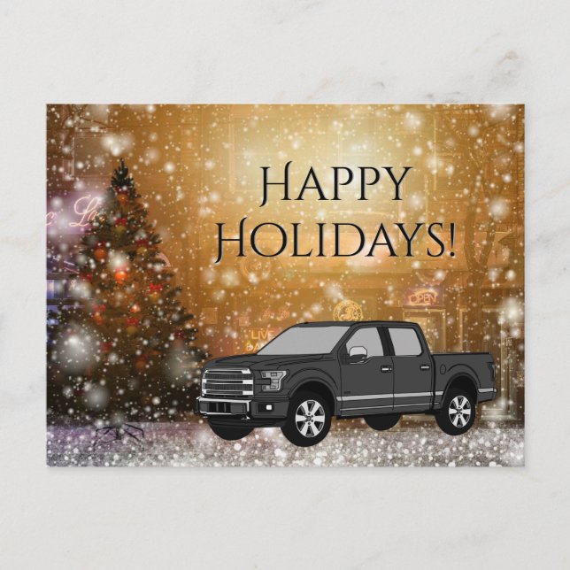 Cartes Pour Fêtes Annuelles Camion noir Noël Neige hiver Joyeuses vacances (Devant)