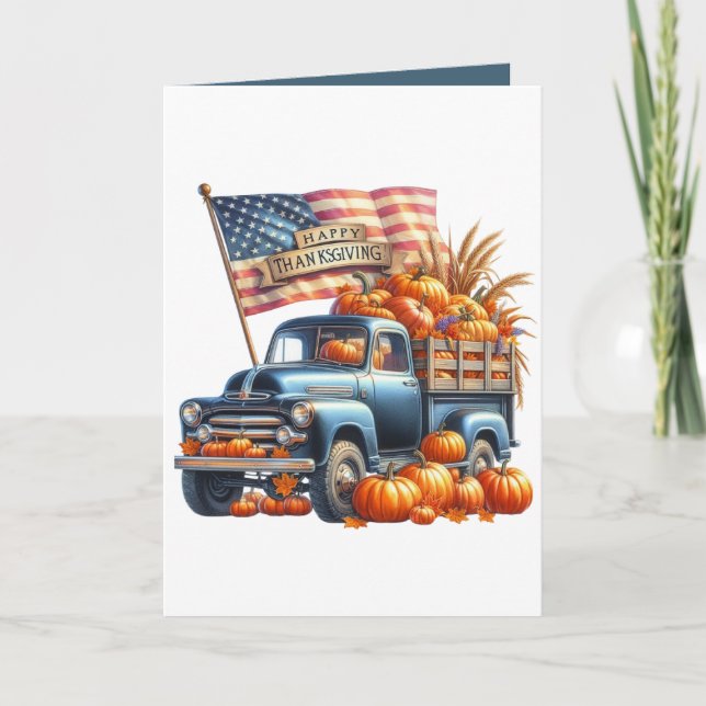 Cartes Pour Fêtes Annuelles Camion personnalisable Bon thanksgiving mignon (Devant)