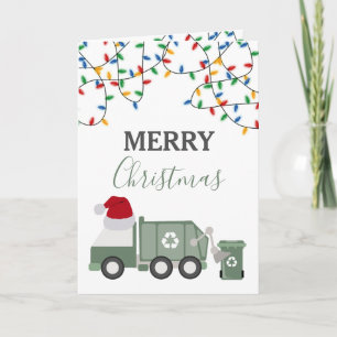 Cartes Pour Fêtes Annuelles Camion poubelle de recyclage de Noël Chapeau de Pè