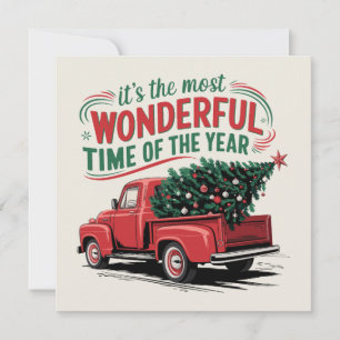 Cartes Pour Fêtes Annuelles Camion rétro avec sapin de Noël.
