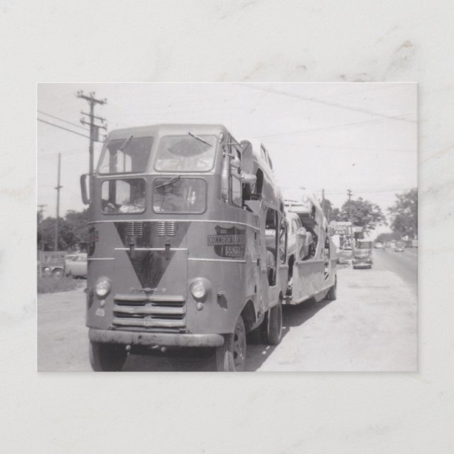Cartes Pour Fêtes Annuelles Camion Retro Camion Commercial Semi voiture transp (Devant)