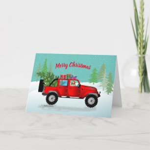 Cartes Pour Fêtes Annuelles Camion Rouge 4x4 avec étagère Sable, en Fête des N