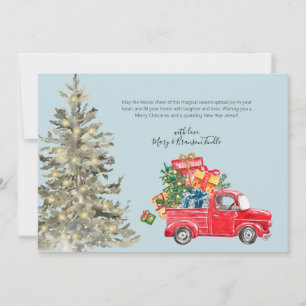 Cartes Pour Fêtes Annuelles Camion rouge aquarelle avec cadeaux et sapin de No