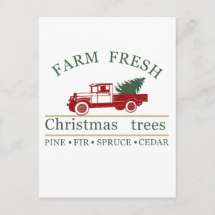 Cartes Pour Fêtes Annuelles Camion Rouge Classique Vintage Frais de la Ferme P