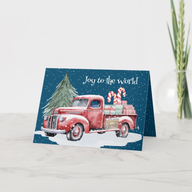 Cartes Pour Fêtes Annuelles Camion rouge de Noël avec cannes de bonbons (Devant)