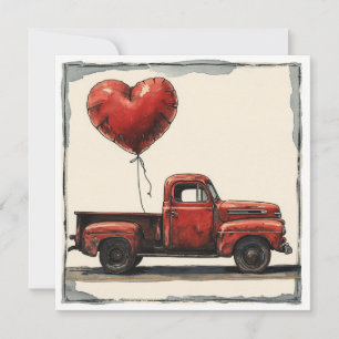 Cartes Pour Fêtes Annuelles Camion Rouge Valentine : Love Driven