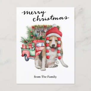Cartes Pour Fêtes Annuelles Camion rouge vintage avec chiens Noël