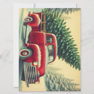 Cartes Pour Fêtes Annuelles Camion rouge vintage avec sapin de Noël