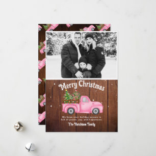 Cartes Pour Fêtes Annuelles Camion rouge vintage bois de Noël