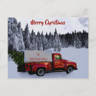 Cartes Pour Fêtes Annuelles Camion rouge Vintage de Noël personnalisé
