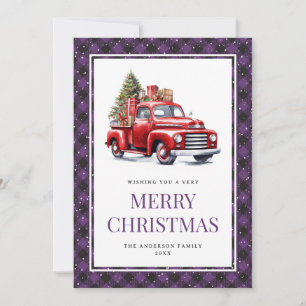 Cartes Pour Fêtes Annuelles Camion rouge violet Buffalo jeté Noël