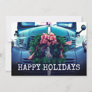 Cartes Pour Fêtes Annuelles Camion rustique vintage avec couronne