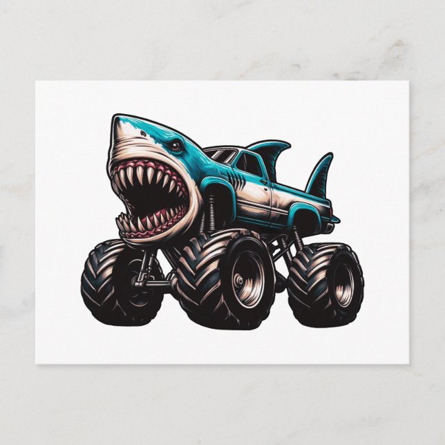 Cartes Pour Fêtes Annuelles Camion Shark Monster (Devant)