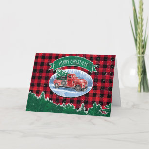Cartes Pour Fêtes Annuelles Camion Vintage de Noël Buffalo rouge photo portée