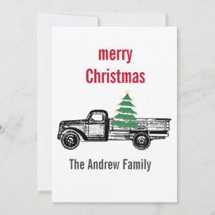 Cartes Pour Fêtes Annuelles Camion vintage Joyeux Arbre de Noël Pays