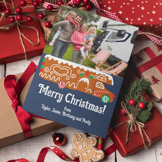 Cartes Pour Fêtes Annuelles Camionnette de camping Gingerbread RV classe C (Créateur téléchargé)
