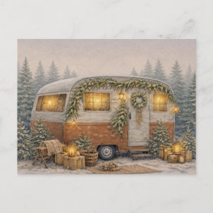 Cartes Pour Fêtes Annuelles Camionnette de Noël rustique aux couleurs aquarell