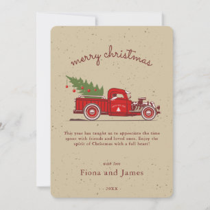 Cartes Pour Fêtes Annuelles Camionnette Rouge Arbre de Noël Personnalisée en K