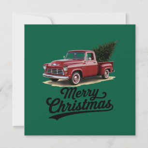Cartes Pour Fêtes Annuelles Camionnette rouge arbre de Noël vintage Noël