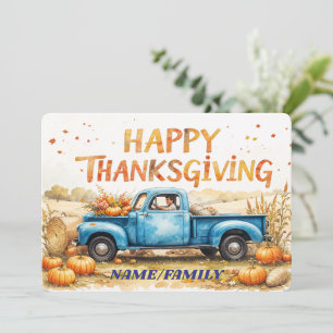 Cartes Pour Fêtes Annuelles Camionnette Vintage Bleu Ciel – Joyeux Thanksgivin