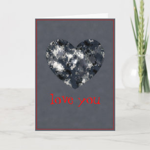 Cartes Pour Fêtes Annuelles Camo de marine "love you" Valentine Heart Card