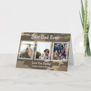 Cartes Pour Fêtes Annuelles Camouflage robuste 3 photo Meilleur papa jamais