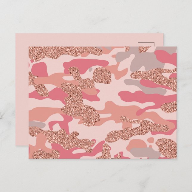 Cartes Pour Fêtes Annuelles Camouflage Rose Gold Blush Pink Camo Motif (Devant / Derrière)