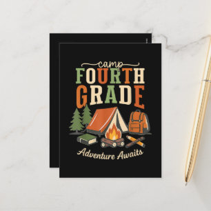 Cartes Pour Fêtes Annuelles Camp Aventure de quatrième année attend 4e année