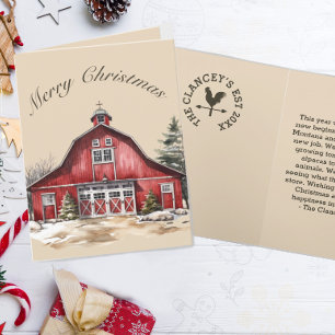 Cartes Pour Fêtes Annuelles Campagne agricole Message personnalisé de Noël