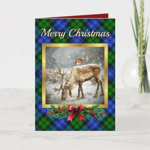 Cartes Pour Fêtes Annuelles Campbell Stag & Robin Tartan Personnalisé