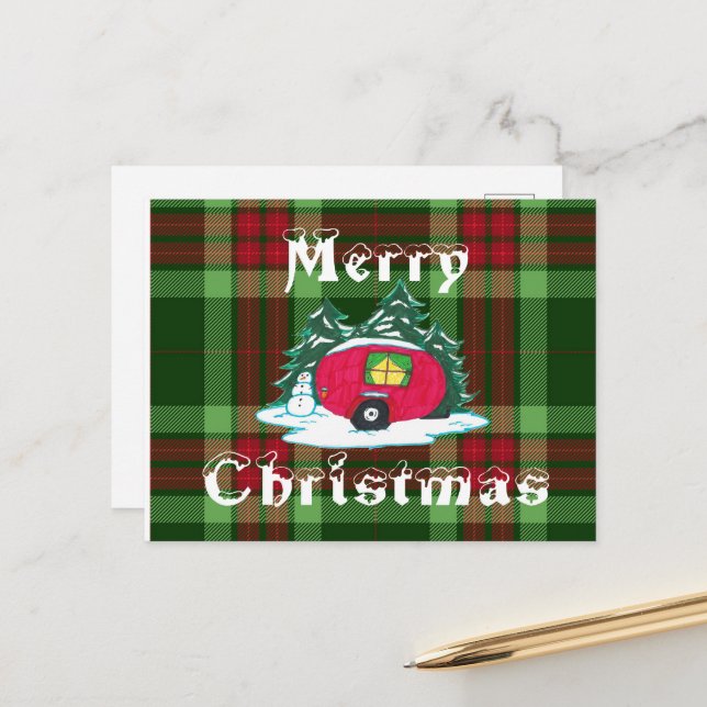 Cartes Pour Fêtes Annuelles Camper de Noël (Devant/Arrière en situation)