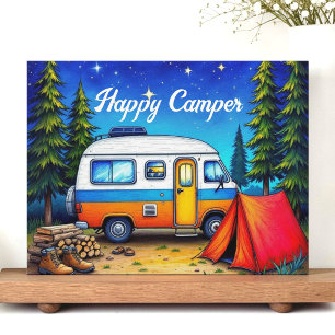 Cartes Pour Fêtes Annuelles Camping Caravane Aquarelle Nature