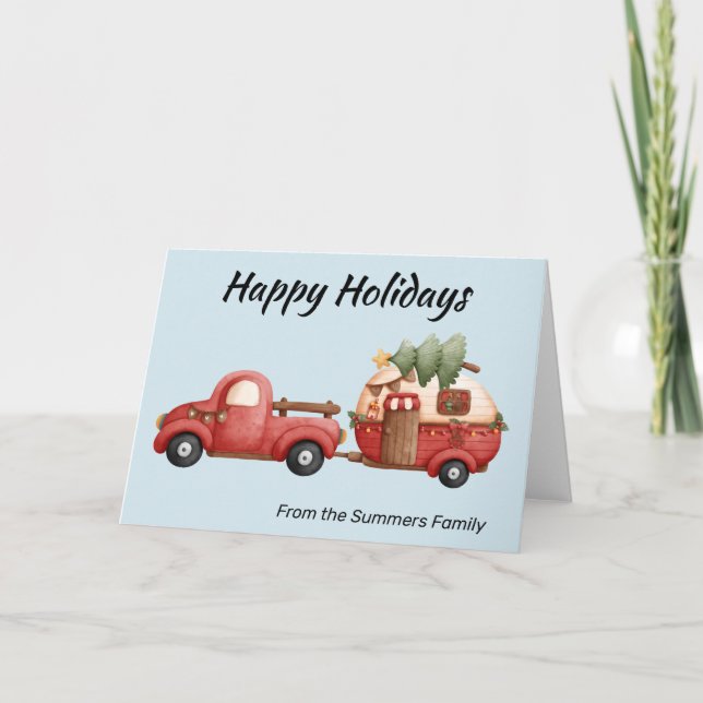 Cartes Pour Fêtes Annuelles Camping en camping-car Noël (Devant)