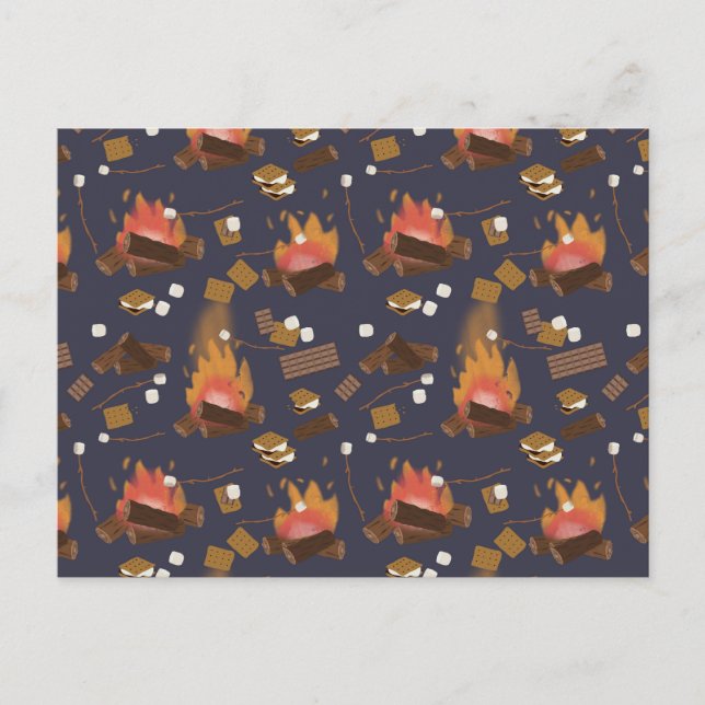 Cartes Pour Fêtes Annuelles Camping Fire Outdoor Adventure & Marshmallows (Devant)