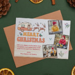 Cartes Pour Fêtes Annuelles Camping Joyeux Noël Photo Collage Reindeer<br><div class="desc">Camping Joyeux Noël Photo Collage Reindeer Cartes de fin de année présente le texte "Joyeux Noël" dans une typographie rétro avec une caravane décorée festive tirée par des rennes et accentuée de flocons de neige et de saints. Sur le côté, ajoutez trois de vos photos préférées et personnalisez votre salutation...</div>