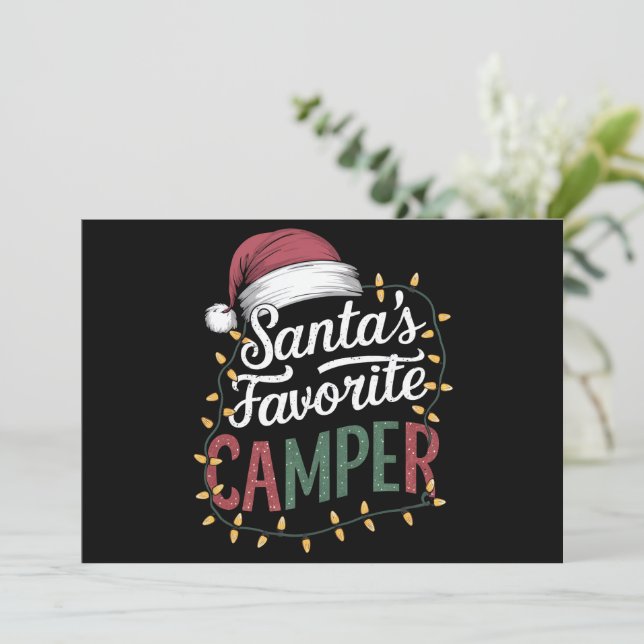 Cartes Pour Fêtes Annuelles Camping Noël Père Noël Favori Camper Cadeau (Debout devant)