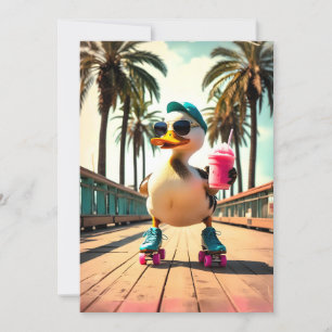 Cartes Pour Fêtes Annuelles Canard à roulettes drôle d'été rétro
