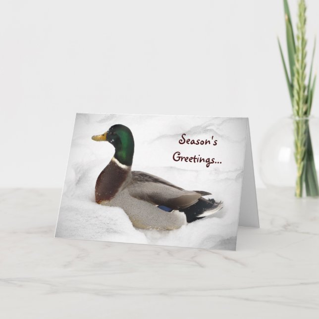 Cartes Pour Fêtes Annuelles Canard dans le Joyeuses Fêtes de neige (Devant)