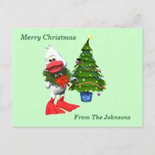 Cartes Pour Fêtes Annuelles Canard de Noël blanc mignon portant une couronne