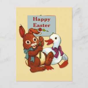 Cartes Pour Fêtes Annuelles Canard et lapin Pâques