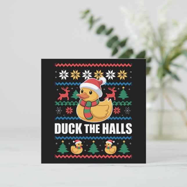 Cartes Pour Fêtes Annuelles Canard The Halls Noël sale drôle Père Noël  (Debout devant)