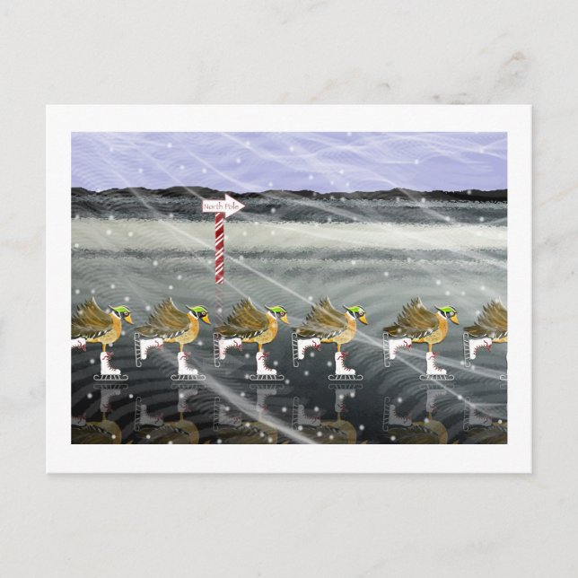 Cartes Pour Fêtes Annuelles Canards de patinage pour Noël (Devant)