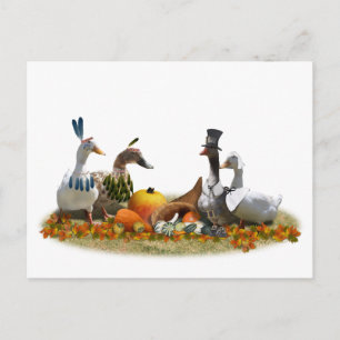 Cartes Pour Fêtes Annuelles Canards de Thanksgiving - Pèlerins et Indiens