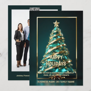 Cartes Pour Fêtes Annuelles Cancer de l'ovaire turquoise arbre de Noël do-it-y