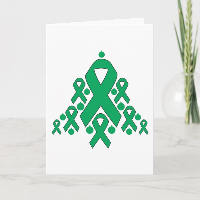 Cartes Pour Fêtes Annuelles Cancer du foie Arbre à ruban de Noël (Devant)